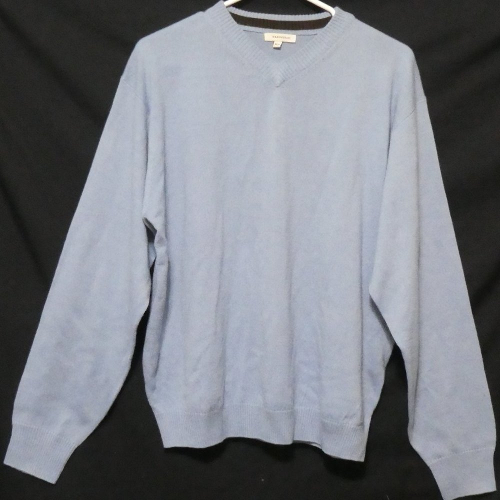 ISAAC MIZRAHI | medium | Casual Light Blue Long Sleeve V-Neck Sweater | GUC